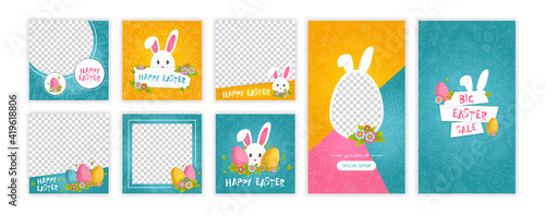 Happy easter trendy instagram template. Web online shopping banner concept
