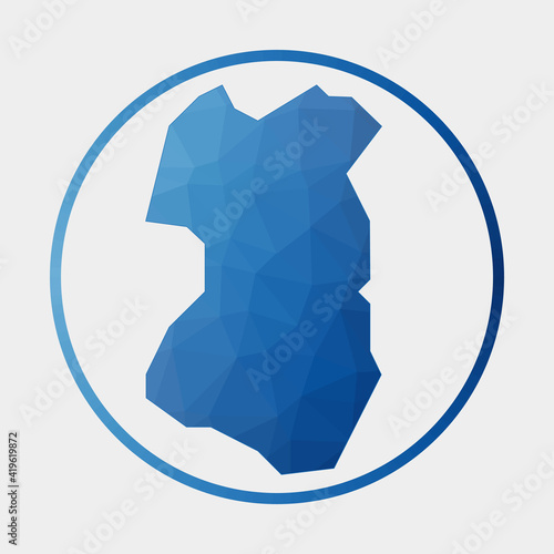Tenggol Island icon. Polygonal map of the island in gradient ring. Round low poly Tenggol Island sign. Vector illustration. photo