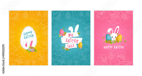 Happy easter banners and greeting cards template. Big spring sale banner