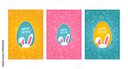 Happy easter greeting card, banner template. Spring sale banner