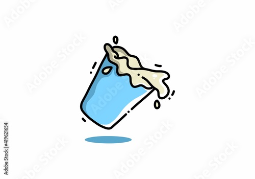 Simple kawaii illustration of milk in a glass