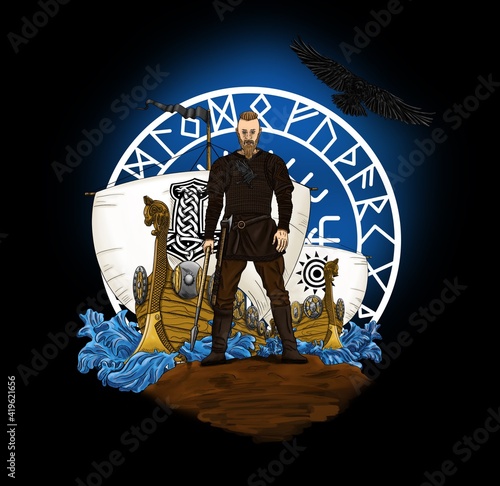 Foto The legendary Viking is the leader of fearless warriors
