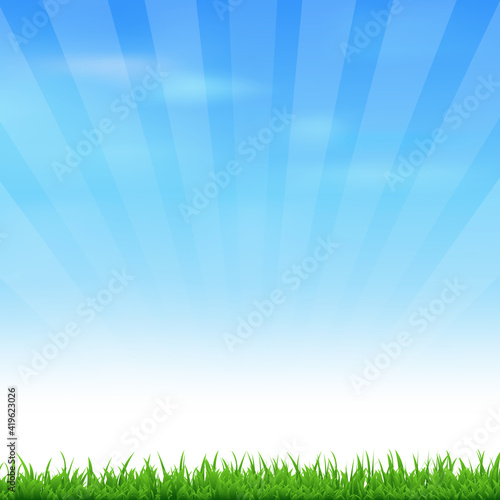 Landscape With Grass And Sky, Vector Illustration