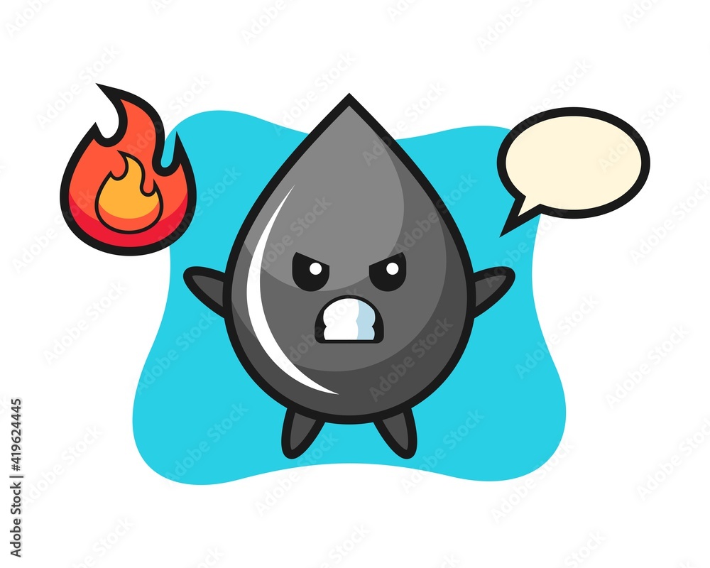 Oil drop character cartoon with angry gesture Oil drop character cartoon with angry gesture