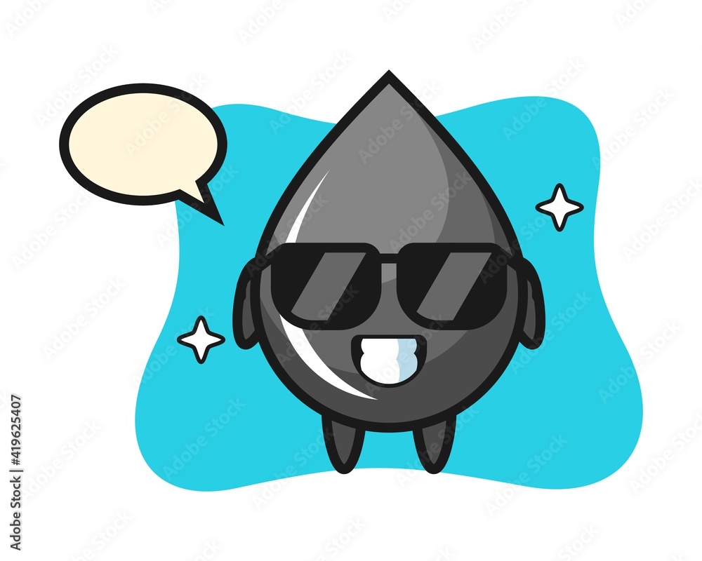 Cartoon mascot of oil drop with cool gesture Cartoon mascot of oil drop with cool gesture