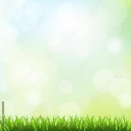 Green Grass And Spring Background, Vector Illustration.