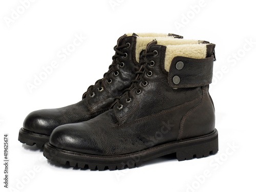 Elegant and trendy free time boots for men studio shoot