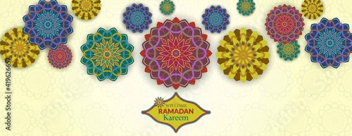 Decorative ramadan kareem Islamic banner with mandala motifs