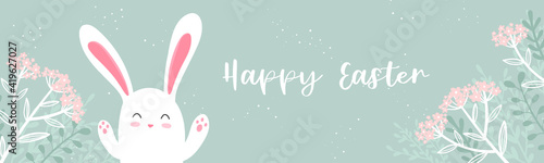 Cute hand drawn Easter design, lovely bunny, great for wallpapers, banners, cards, invitations, greetings - vector design