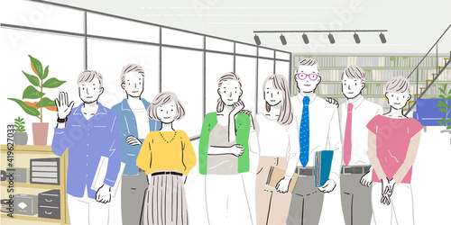 男性・女性のビジネスチームのイラスト_オフィス