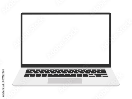 Notebook. Laptop icon for working from home. Vector stock illustration on white isolated background. Simple style.