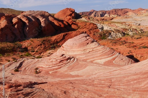Amazing shape and colour sandstone at Fire Wave in Valley of Fire State Park, Nevada, USA