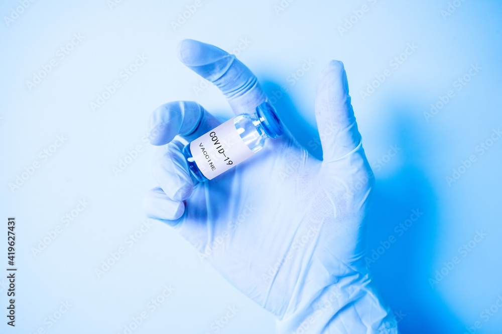 Close-up hand and medical reagents