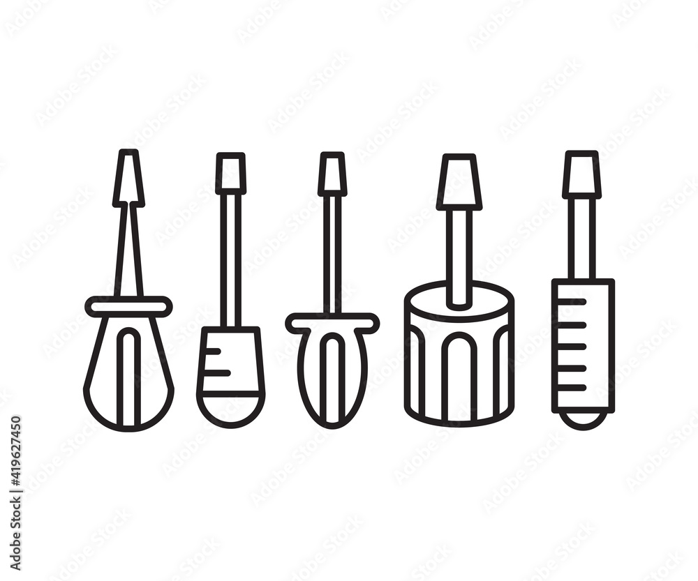 slotted screwdriver icons set vector slotted screwdriver icons set vector