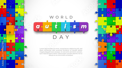 World Autism Day and Colorful Jigsaw Puzzle