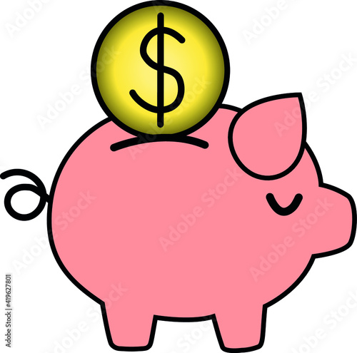 pig piggy bank with dollars