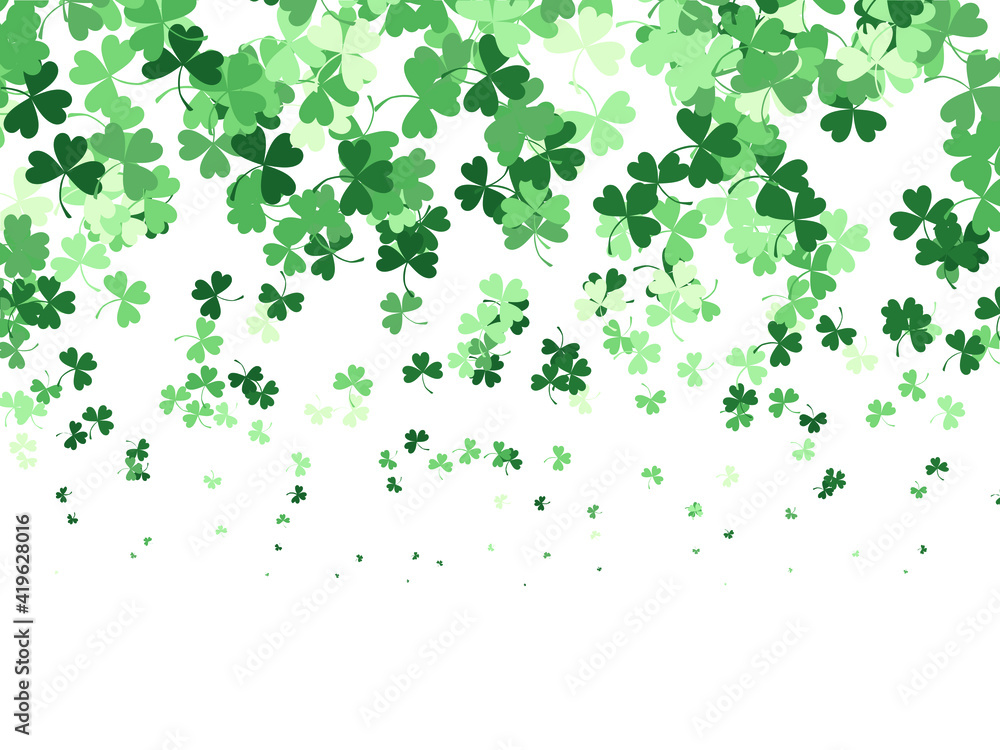 Background with clover leaves of different shades of green. A pattern for St. Patrick's Day. Vector graphics Background with clover leaves of different shades of green. A pattern for St. Patrick's Day. Vector graphics