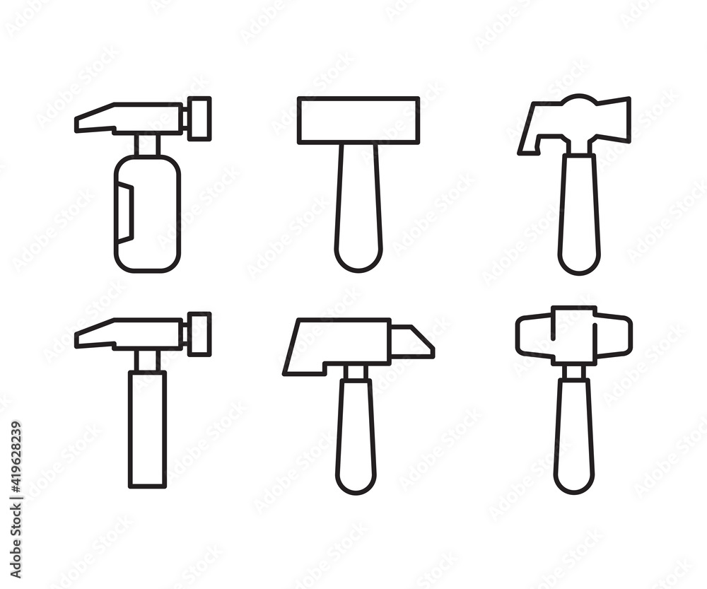 hammer and mallet icons set vector hammer and mallet icons set vector