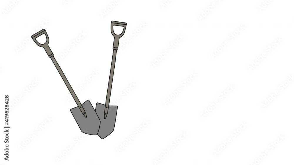 Seamless loop animation of two digging shovels with alpha channel. Copy space. Luma matte. Seamless loop animation of two digging shovels with alpha channel. Copy space. Luma matte.
