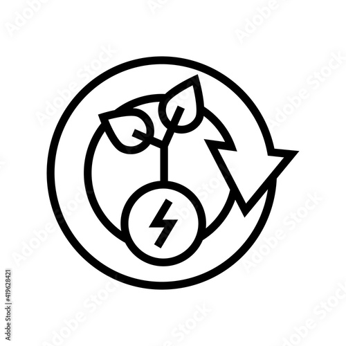 plant recovery energy saving line icon vector. plant recovery energy saving sign. isolated contour symbol black illustration