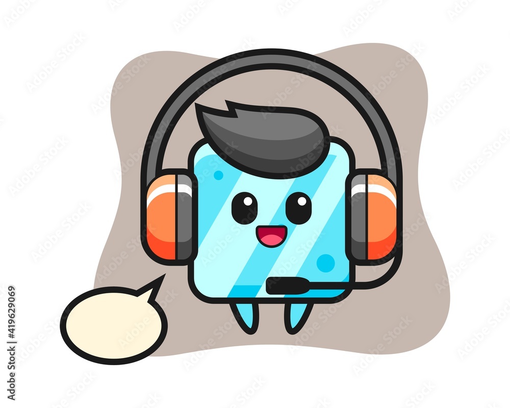 Cartoon mascot of ice cube as a customer service Cartoon mascot of ice cube as a customer service