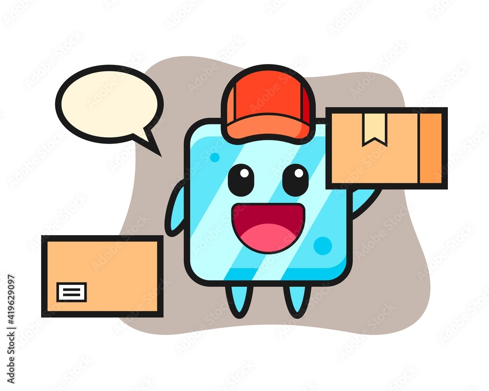 Mascot illustration of ice cube as a courier Mascot illustration of ice cube as a courier
