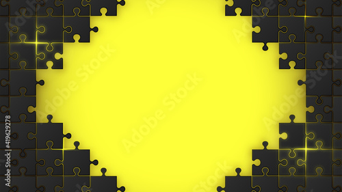 Black Jigsaw Puzzle on The Yellow Background