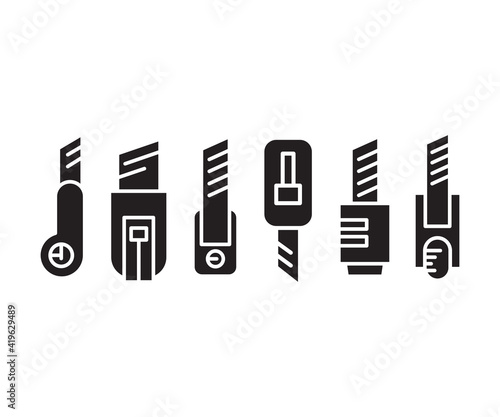 cutter and knife icons set vector
