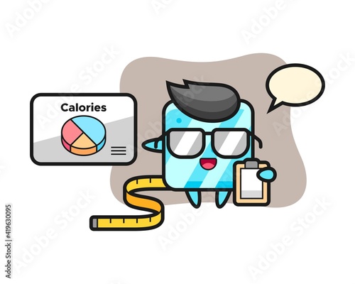 Illustration of ice cube mascot as a dietitian