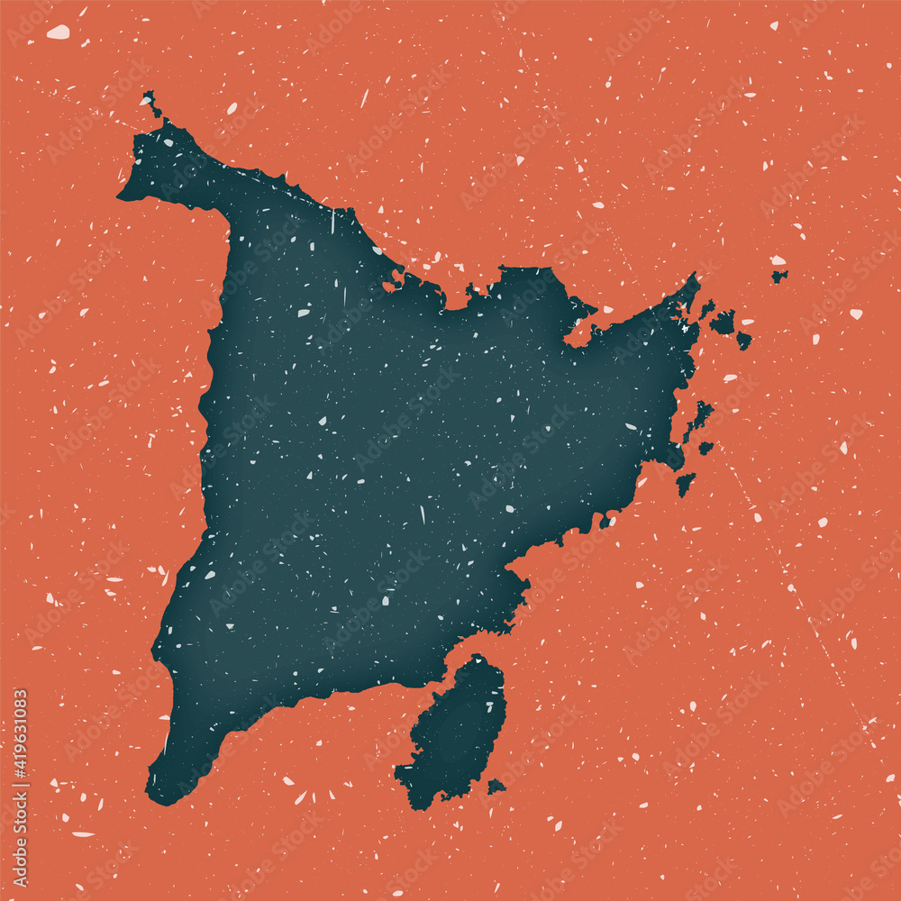 Panay vintage map. Grunge map of the island with distressed texture
