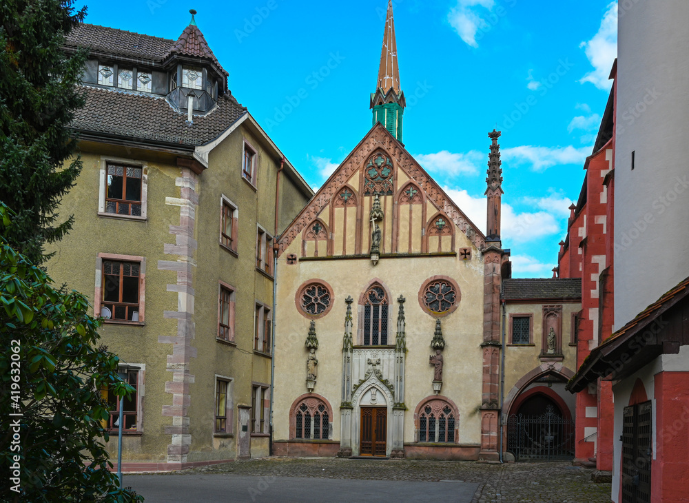 Obraz premium The prince‘s chapel in the courtyard of the Lichtental monastery. Baden Baden, Baden Wuerttemberg, Germany, Europe