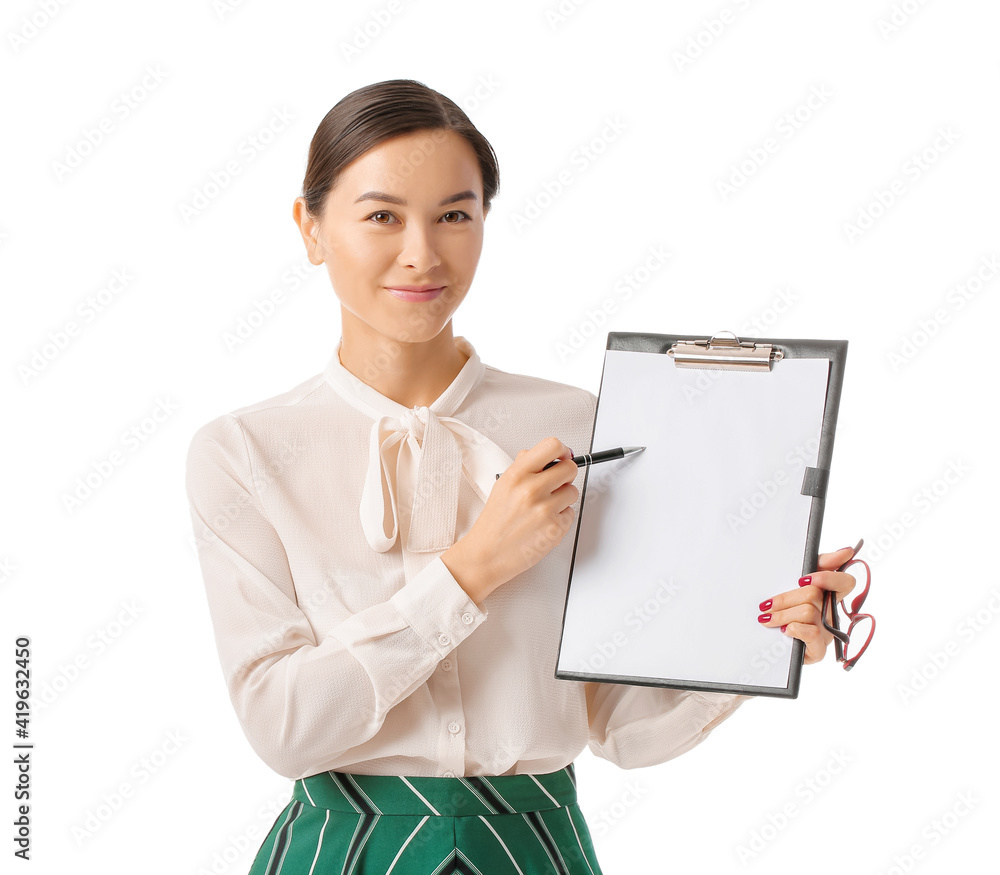 Portrait of female psychologist on white background Portrait of female psychologist on white background