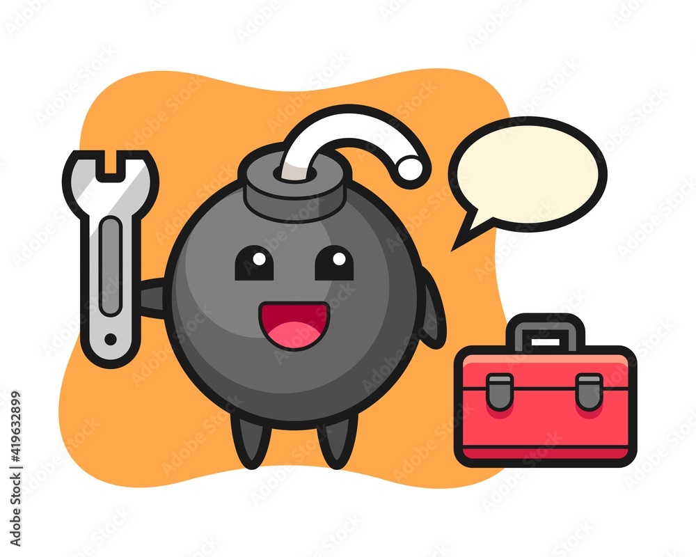 Mascot cartoon of bomb as a mechanic Mascot cartoon of bomb as a mechanic