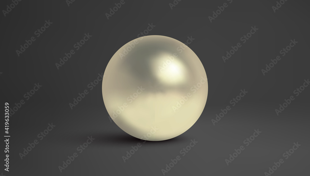 Pearl isolated on dark background. Luxury vector illustration wedding design. EPS 10.