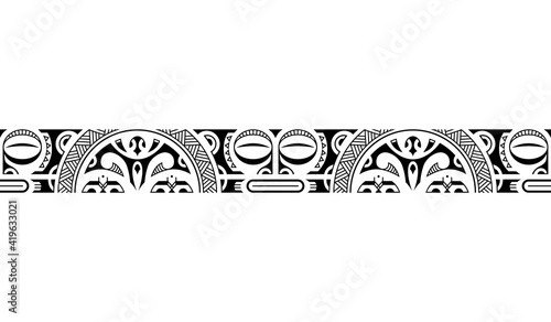 Maori polynesian tattoo bracelet. Tribal sleeve seamless pattern vector. Samoan border tattoo design fore arm or foot. Armband tattoo tribal. band fabric seamless ornament isolated on white background