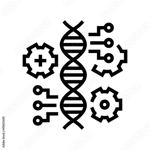 molecule genetic characteristics line icon vector. molecule genetic characteristics sign. isolated contour symbol black illustration