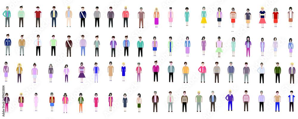Set of full body diverse business people. Flat icons design white isolated. Vector graphic illustration. Man and woman, Different nationalities characters
Set of full body diverse business people. Flat icons design white isolated. Vector graphic illustration. Man and woman, Different nationalities characters