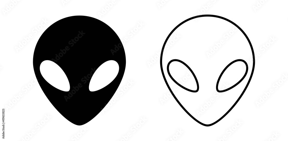 Alien Icons Black and White Vector Alien Icons Black and White Vector