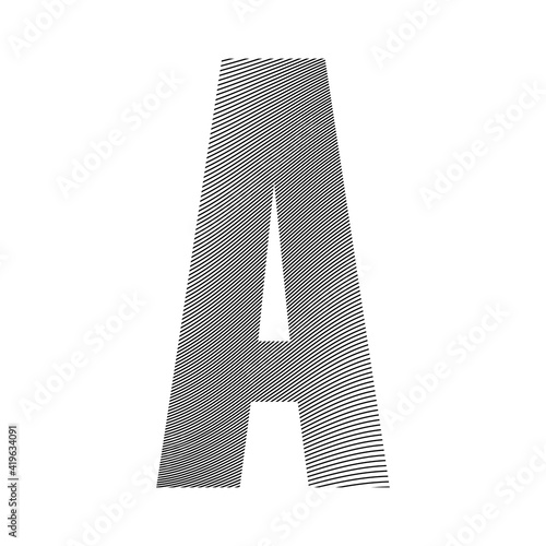 Capital letter A with a wavy striped pattern applied over it