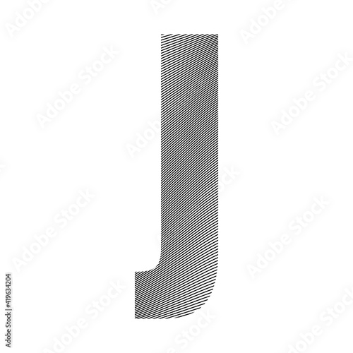 Capital letter J with a wavy striped pattern applied over it