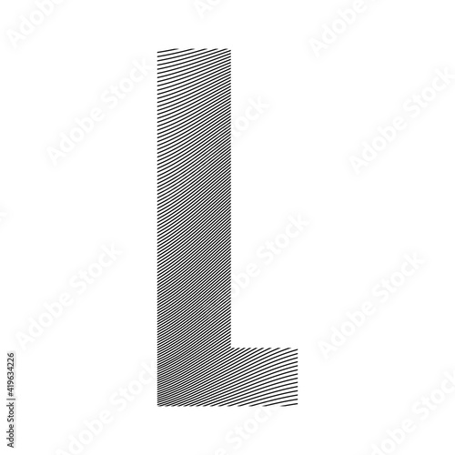 Capital letter L with a wavy striped pattern applied over it