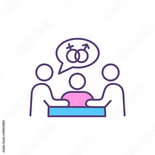 Parental involvement in sex education RGB color icon. Teaching about sexual subjects. Parent-child communication about sexuality. Teenager protection from risky behavior. Isolated vector illustration
