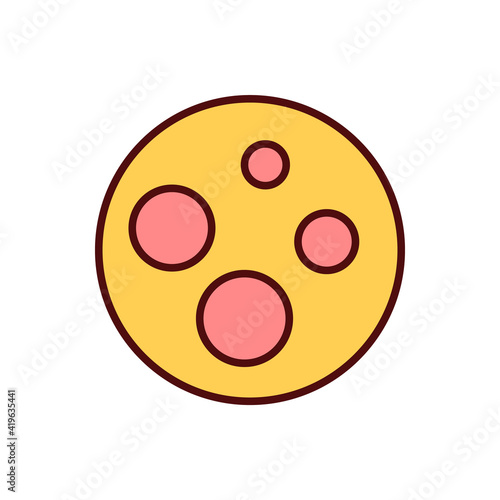 Numerous moles RGB color icon. Skin cancer risk. Cancerous cells chance development. Genetic factor. Atypical moles. Melanoma indicator. Changes in size and color. Isolated vector illustration