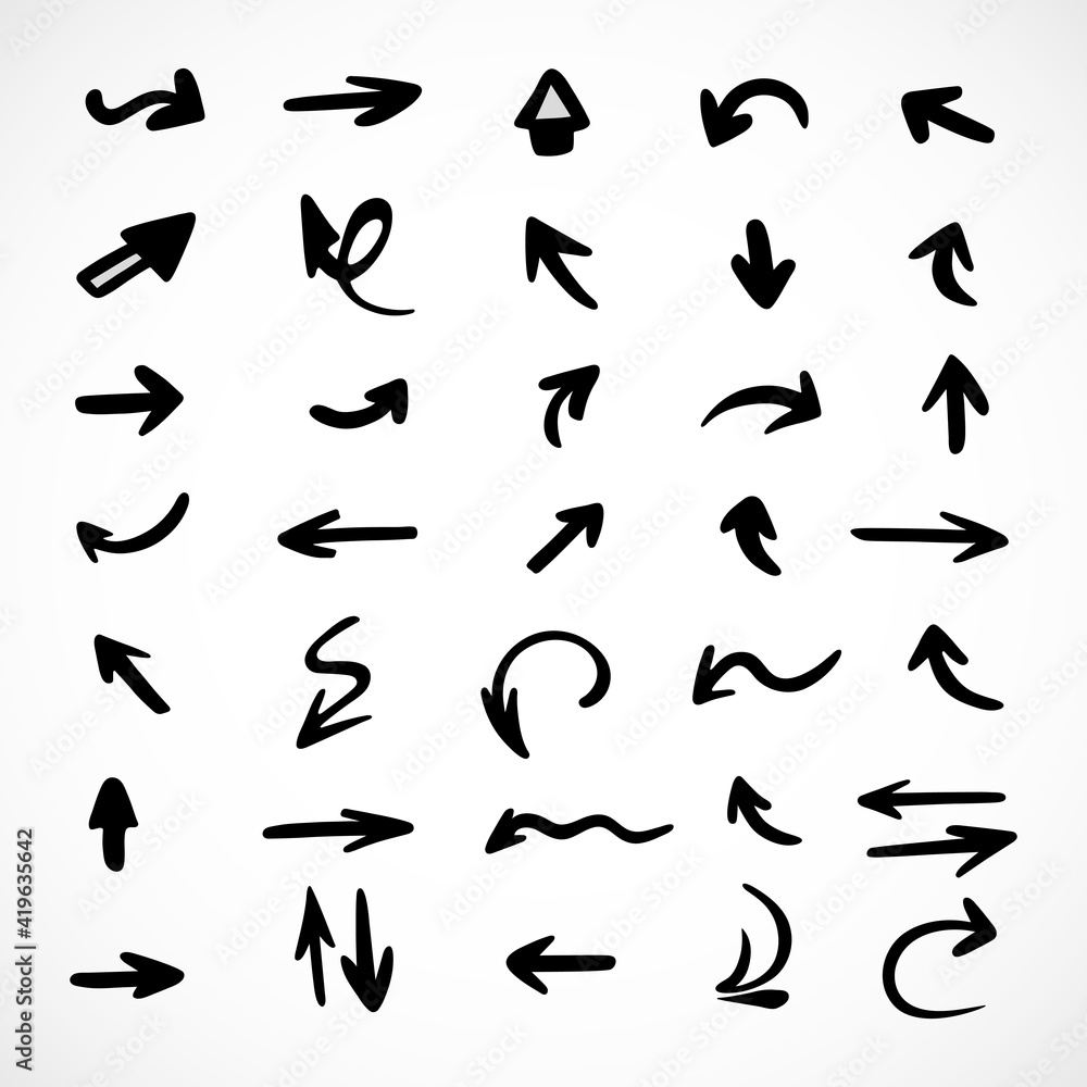 Vector set of hand-drawn arrows, elements for presentation Vector set of hand-drawn arrows, elements for presentation