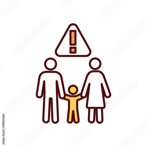 Genetic predisposition RGB color icon. Gene mutations. Inherited physical and mental conditions. Genetic susceptibility. Increased disease risk. Inheritance from parents. Isolated vector illustration