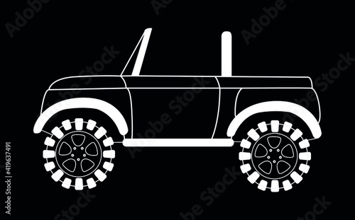 four wheel drive off road suv white on black background
