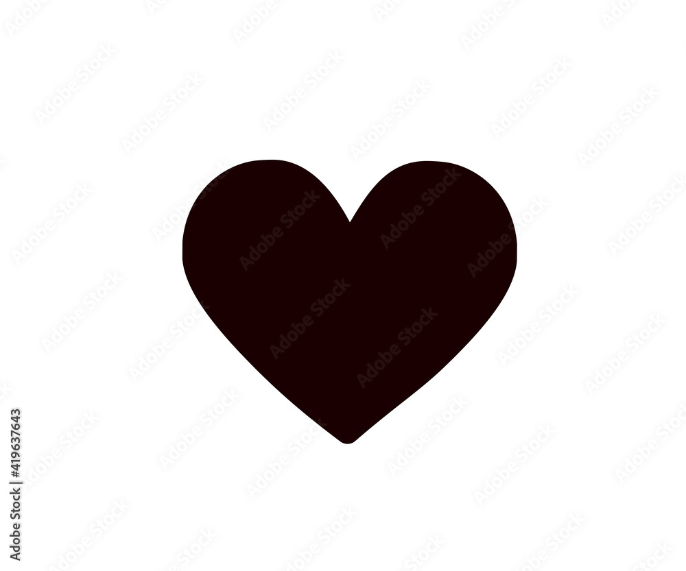 Flat black heart icon. Vector illustration.