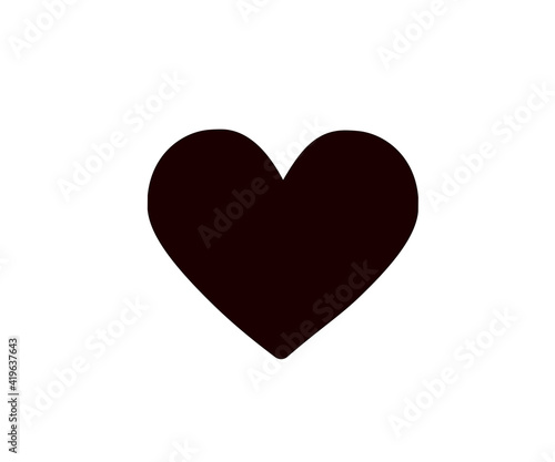 Flat black heart icon. Vector illustration.