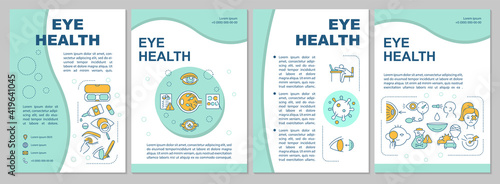 Eye health brochure template. Maintaining good vision and healthy eyes. Flyer, booklet, leaflet print, cover design with linear icons. Vector layouts for magazines, annual reports, advertising posters