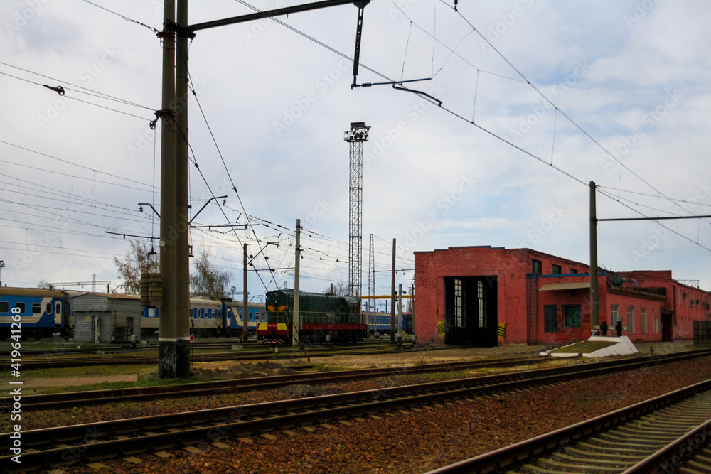 panoramic view of the train station on a cloudy day in Kharkiv, Ukraine